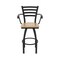 Holland Bar Stool Co Jackie with Arms 30 in. Swivel Bar Stool with Black Wrinkle Finish and Natural Maple Seat 415 - alternate 9